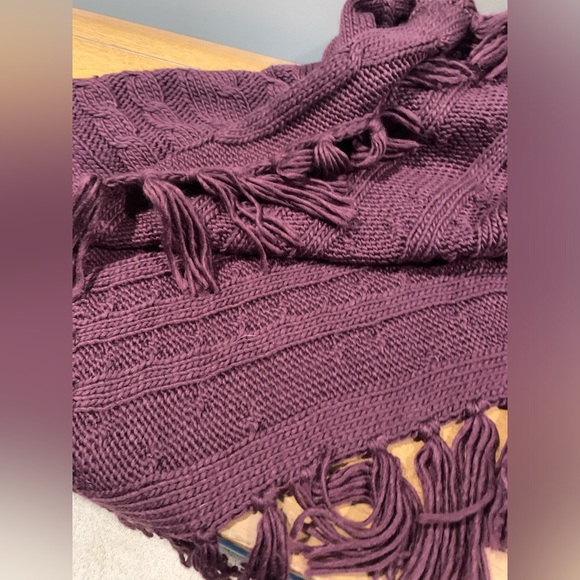 Sweater Poncho With Fringe, Beautiful Plum Color, One Size Fits Most - Picture 5 of 12